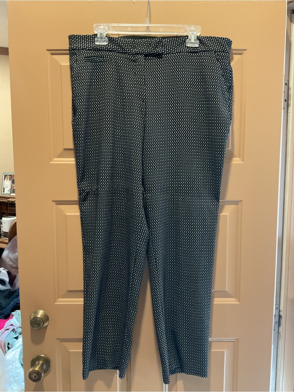 Investments Black Pants with White Micro Dot Pattern